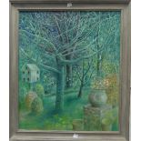 R. Rothwell, oil on canvas; depicting a mystical garden, signed and dated to bottom left, framed,