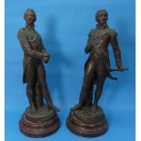 A pair of 19th century spelter figures of Nelson and Wellington, after Charles Masse, entitled '