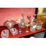 A quantity of Glassware, comprising a pair of small Cut-glass open Dishes, a Cut-glass tumbler, with