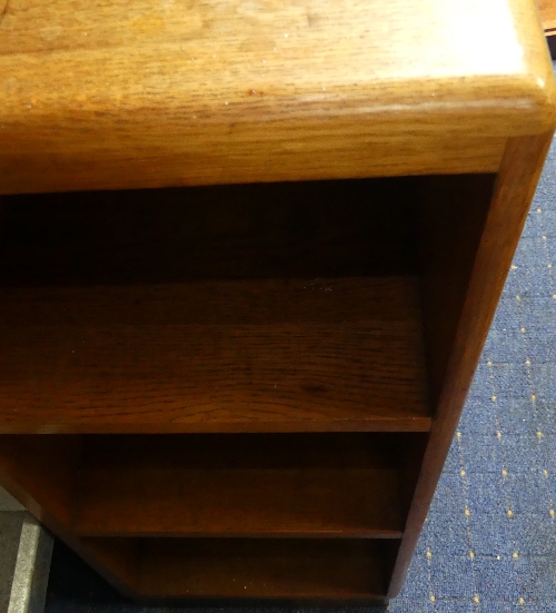 An Art Deco-style oak and mahogany Stepped Bookcase, comprising a central drawer upon a cupboard, - Image 6 of 7