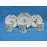 A small quantity of mid 20thC Worcester Christening Mugs, comprising three Mug and Saucer, all