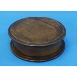 A Victorian mahogany Collar Box, of circular form with hinged lid, 8¼in (21cm) diameter.