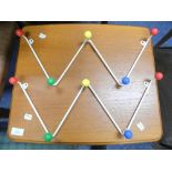 A pair of Retro Coat Hooks, with Five Coloured Ball Hooks in a zig-zag configuration, 18in (48cm)