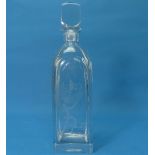 A 1930s Orrefors glass Decanter and Stopper, with Romeo and Juliet engraving, Registered No. 1880,