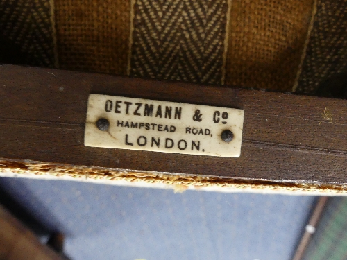 A pair of Edwardian mahogany Side Chairs, marked 'Oetzmann & Co' of Hampstead, London, with stick- - Image 3 of 4