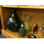 A small quantity of Glassware, including two vintage bottles (one originally for ginger wine) the