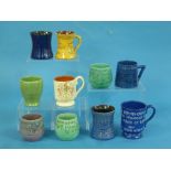 Ten various North Devon pottery Royal commemorative Mugs, Baron and Brannam, some unsigned, 1935