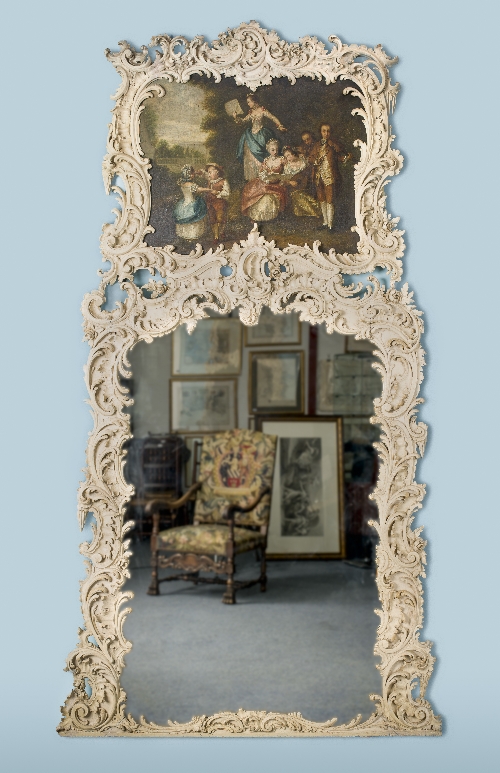 The von Mohl Collection: An 18thC German Rococo (Friderizianisches Rokoko) Trumeau Mirror in the