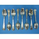 A set of eight George IV silver Teaspoons, by George Turner, hallmarked London, 1824, Kings Pattern,