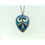 William Hair Haseler; A silver and enamel Art Nouveau Pendant, retailed by Liberty & Co., formed