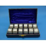 A cased set of twelve late Victorian silver Napkin Rings, by Hilliard & Thomason, hallmarked