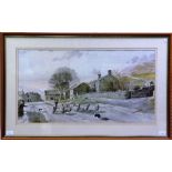 After Alan Ingham, 'Down From the Hills' print, framed, depicting a Yorkshire scene of a farmer