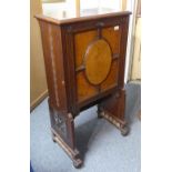 A late 19thC Aesthetic Movement mahogany and burr walnut Ladies Desk, the carved and panelled fall