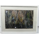 Margaret Eccleston (1937-2017), Trees in wood, mixed media, signed, 13½in x 20¼in (34.25cm x 51.