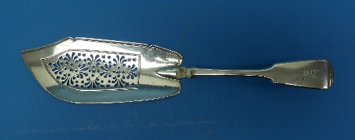 A Victorian silver Fish Slice, by Mary Chawner, hallmarked London, 1840, fiddle pattern with pierced