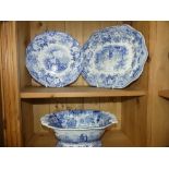 A Scotts Illustrations blue and white 'Waverley' pattern Tureen, with painted marks to the base,
