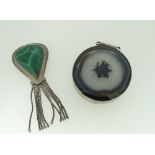 A very large silver mounted agate Pendant, marked on the reverse with large hallmarks
