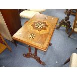 A late 19thC/early 20thC walnut and mahogany inlaid marquetry Occasional Table, with central star