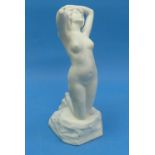Alice Nordin (Swedish, 1871-1948), a Gustafsberg parian porcelain figure of a kneeling nude,