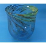 Norman Stuart Clarke; a large art glass Vase, with blue and green coloured translucent glass and a