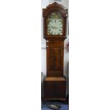A Georgian mahogany 8-day Longcase Clock, the painted arched dial with Roman numerals, subsidiary