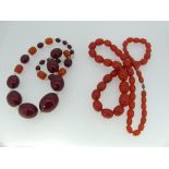 Six rows of early 20thC Bead Necklaces, together with a yellow bead necklace with broken string (7)