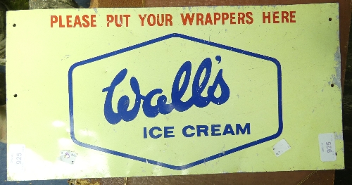 Vintage Signs; 'Wall's Ice Cream, Please Put Your Wrappers Here' tin sign, 18in (44cm) wide x 9in ( - Image 2 of 2