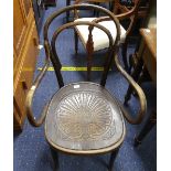 A pair of antique oak Parlour Chairs, both with stuff over seating upon turned legs, 20in (50cm)