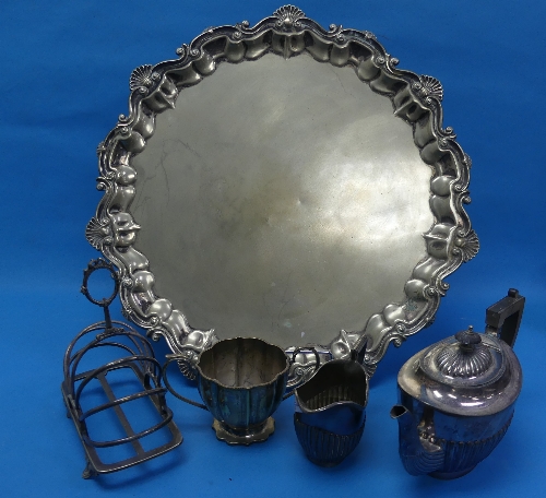 A large quantity of Silver Plate, including two handled tray, salver, tea sets, tea caddy, wine