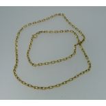 An 18ct yellow gold Chain, formed of open shaped rectangular links, approx weight 26.5g.