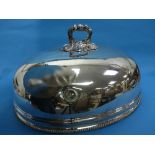 A large George III Old Sheffield Plate Meat Dome, of traditional form with gadrooned rim, foliate
