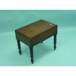 A Victorian mahogany Commode, on turned legs, width 22½in x depth 14½in x height 18½in (57cm x