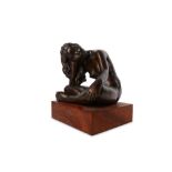 A 20TH CENTURY PATINATED BRONZE STUDY OF A NUDE GIRL