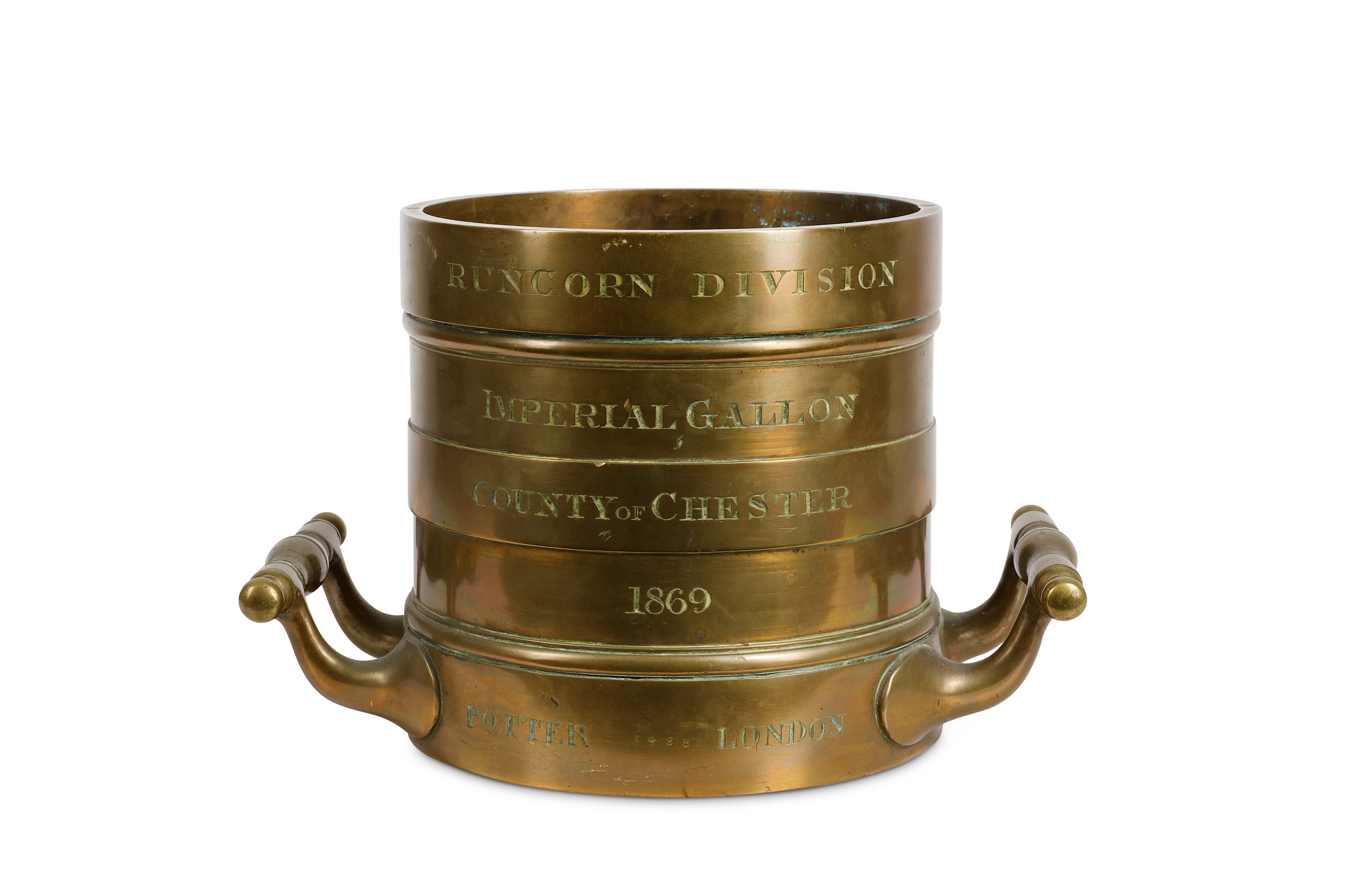 A 19TH CENTURY BRONZE IMPERIAL GALLON MEASURE FOR THE COUNTY OF CHESTER