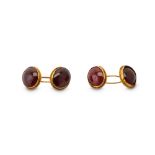 A PAIR OF GARNET CUFFLINKS, FORMERLY BELONGING TO JOHN GIELDGUD