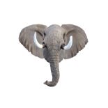 TAXIDERMY INTEREST: A FINE AND MAGNIFICENT LIFESIZE FIBREGLASS MODEL OF AN AFRICAN BULL ELEPHANT