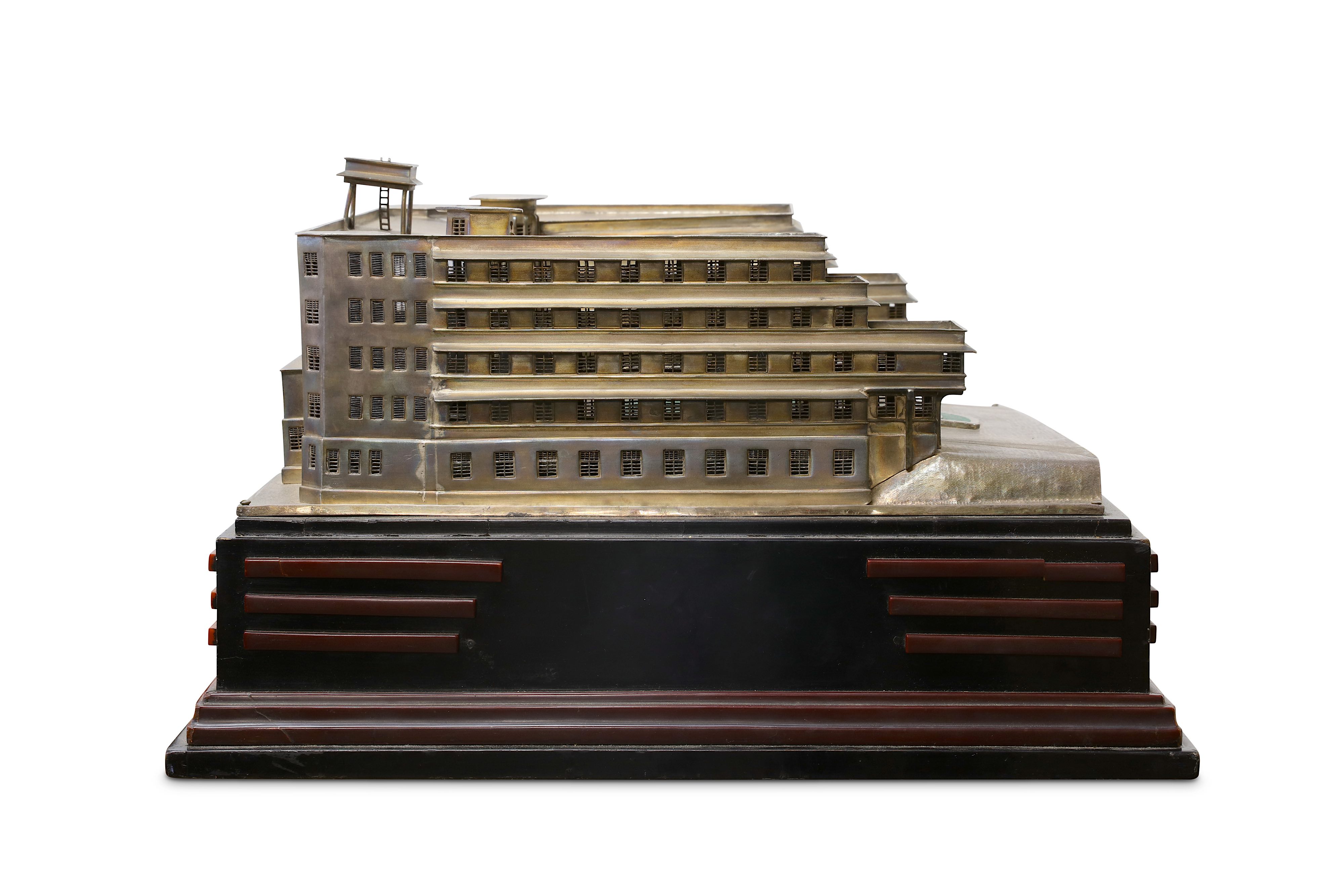 AN UNUSUAL INDIAN SILVER ARCHITECTURAL MODEL OF THE ART DECO RAMGHANDRAM BHATT HOTEL - Image 2 of 6