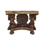 A LATE 19TH / EARLY 20TH CENTURY CARVED AND STAINED WOOD GROTTO TABLE