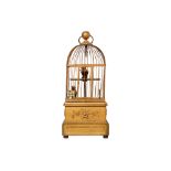 A LATE 19TH CENTURY FRENCH COIN IN SLOT SINGING BIRDS IN CAGE AUTOMATON
