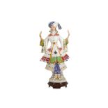 A LARGE AND RARE ZSOLNAY GLAZED CERAMIC FIGURE OF A PERSIAN DANCER