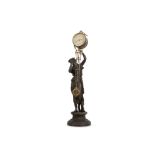 A LATE 19TH CENTURY AMERICAN SPELTER SWINGING PENDULUM MYSTERY CLOCK BY THE ANSONIA CLOCK CO.