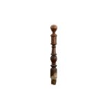 AN 18TH / 19TH CENTURY FRENCH FRUITWOOD NEWEL POST