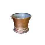 A VERY LARGE 19TH CENTURY COPPER AND BRASS WINE COOLER