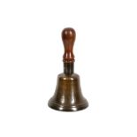 A 19TH CENTURY BRONZE HAND BELL FROM THE 1837 ELECTION INSCRIBED 'CONSERVATIVE 1837'