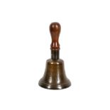 A 19TH CENTURY BRONZE HAND BELL FROM THE 1837 ELECTION INSCRIBED 'CONSERVATIVE 1837'