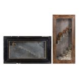 TWO GOTHIC STYLE SLATE AND BONE DIORAMAS