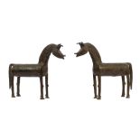 A PAIR OF 20TH CENTURY EAST NIGERIAN BRONZE MODELS OF UNICORNS