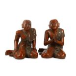 A PAIR OF BURMESE LACQUER-WOOD FIGURES OF MONKS.