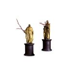 A PAIR OF 19TH CENTURY ITALIAN GILTWOOD AND COPPER FIGURES OF SAINTS