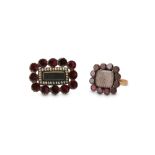 TWO MID TO LATE 19th CENTURY GARNET HAIRWORK JEWELS
